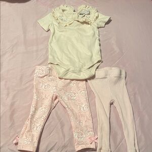 Adorable Cream and Pink Kids Matching Set